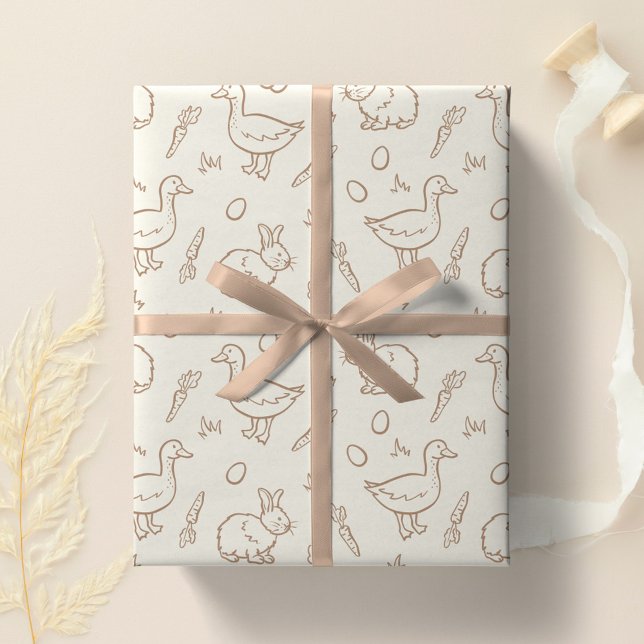 Papel De Regalo Conejo de Pascua boho neutral beige de primavera (Subido por el creador)