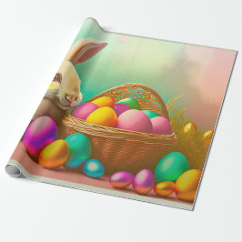 Papel De Regalo Conejo de Pascua con colección de canasta