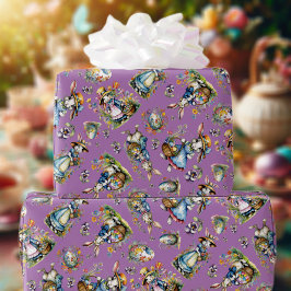 Papel De Regalo Conejo de Pascua de Acuarela Morado Caprichoso Vin