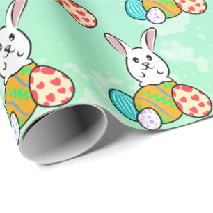 Papel De Regalo Conejo de Pascua en huevos de Pascua