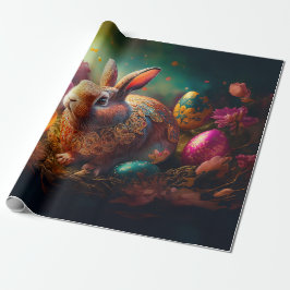 Papel De Regalo Conejo de Pascua feliz con huevos de Pascua