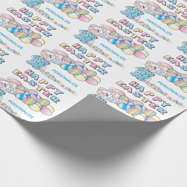 Papel De Regalo Conejo de Pascua Feliz y Huevos - (Esquina)