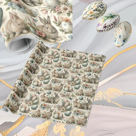 Papel De Regalo Conejo de Pascua Floral de Primavera Huevos Decora