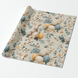 Papel De Regalo Conejo de Pascua Floral Vintage (3)