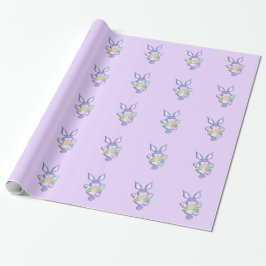 Papel De Regalo Conejo de Pascua morado bailando