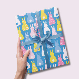 Papel De Regalo Conejo de Pascua patrón azul