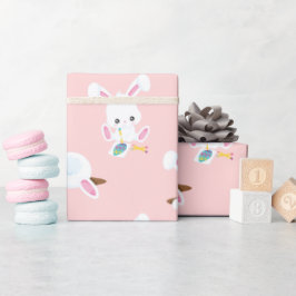 Papel De Regalo Conejo de Pascua Patrón Repetir Rosa