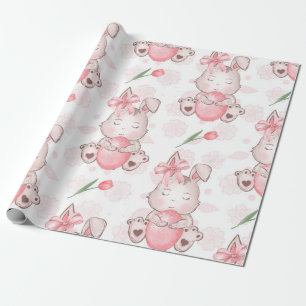 Papel De Regalo Conejo de Pascua Rosa