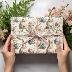 Papel De Regalo Conejo de Pascua Vintage & Floral