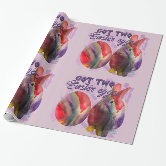 Papel De Regalo Conejo De Pascua Y Huevo Pintado (Desenrollado)