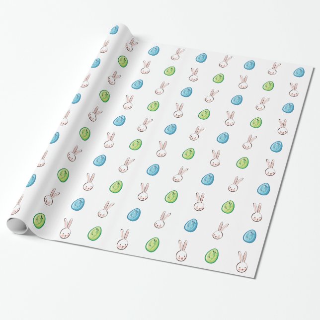 Papel De Regalo Conejo de Pascua y Huevos de Pascua (Desenrollado)