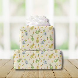 Papel De Regalo Conejo de Pascua y patrón de zanahoria
