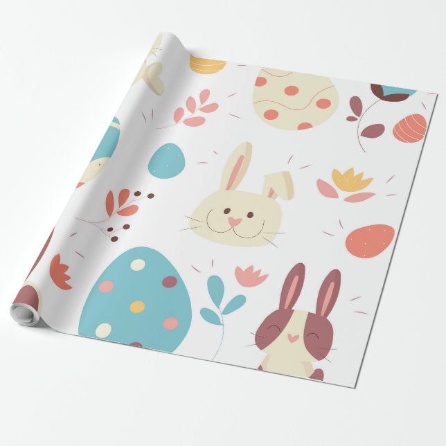 Papel De Regalo Conejo de personalizado de Pascua y huevos (Desenrollado)