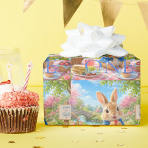 Papel De Regalo Conejo de primer cumpleaños teniendo un picnic