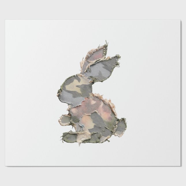 Papel De Regalo Conejo Divertido Parche Crochet Camuflaje Conejo F (Superficie plana)