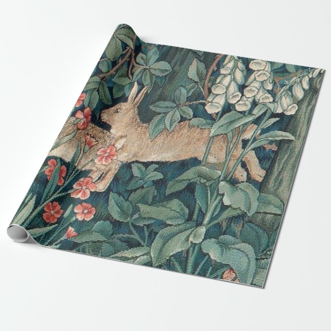 Papel De Regalo Conejo En El Bosque - William Morris (Desenrollado)