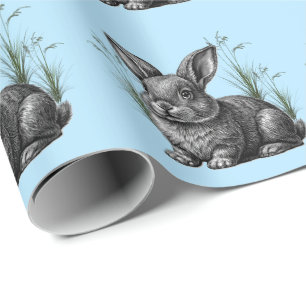 Papel De Regalo Conejo gris blanco contra cielo azul