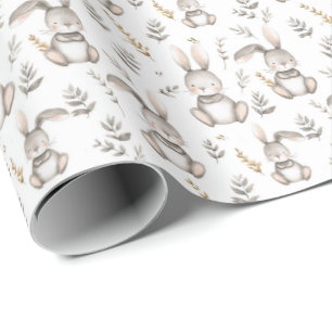 Papel De Regalo Conejo gris neutral bebé regalo de Pascua de guard