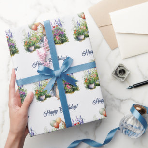 Papel De Regalo Conejo inteligente Globos Feliz Cumpleaños