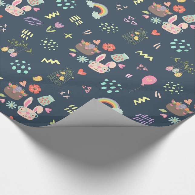 Papel De Regalo Conejo Navy Blue Easter (Esquina)