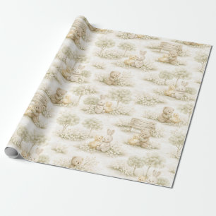Papel De Regalo Conejo neutro Oso Picnic Floral Jardín (2)