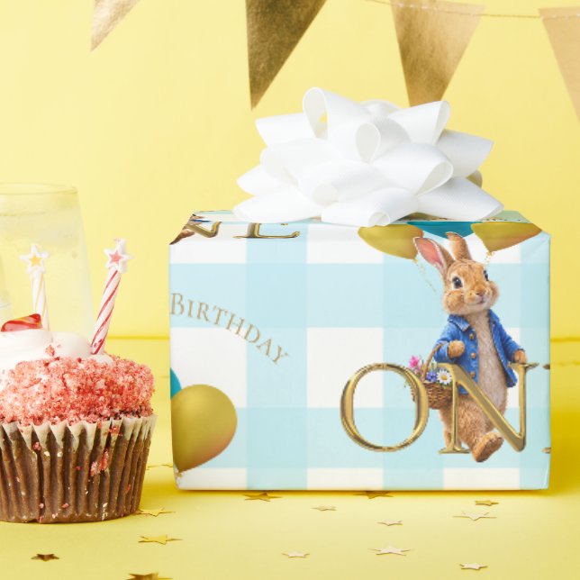 Papel De Regalo Conejo paseando en su primer cumpleaños  (Fiesta de cumpleaños )