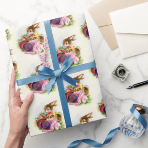 Papel De Regalo conejo retro vintage de Pascua