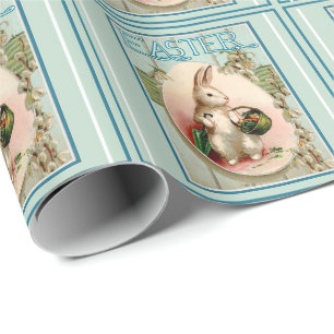 Papel De Regalo Conejo Vintage Y Huevo De Pascua