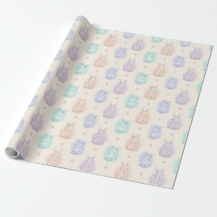 Papel De Regalo Conejos de Boceto Juguetón Monograma