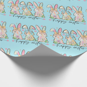 Papel De Regalo Conejos de Pascua Coloridos con Lazos