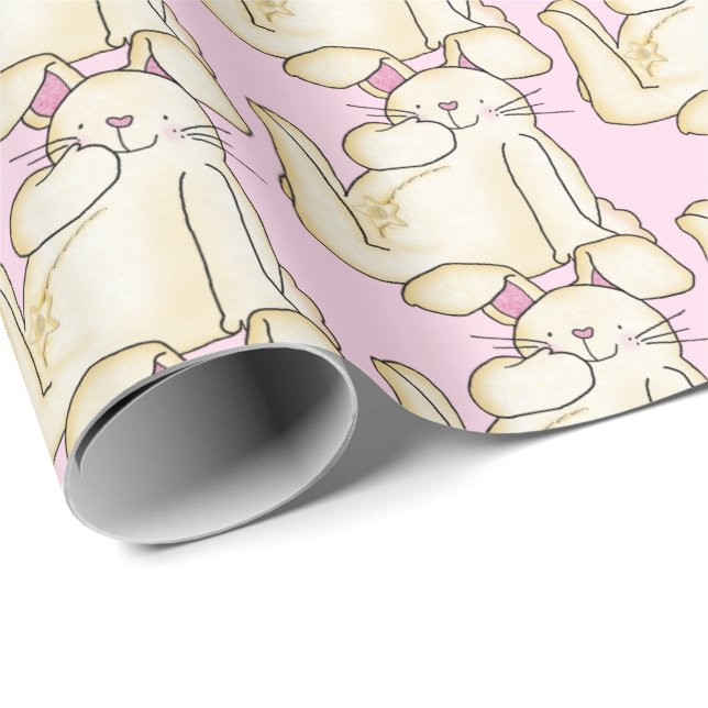 Papel De Regalo conejos lindos en rosa (Esquina del rollo)