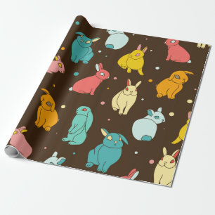 Papel De Regalo Conejos multicolores, diferentes conejos, se cierr