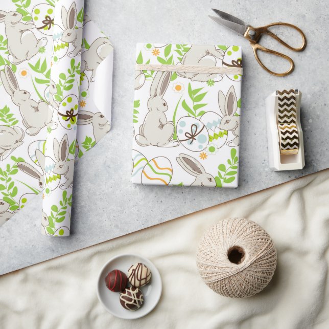 Papel De Regalo Conejos Y Huevos (Artesanía)