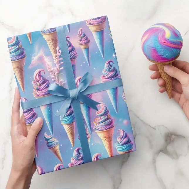 Papel De Regalo Cones de helados celestes (Subido por el creador)