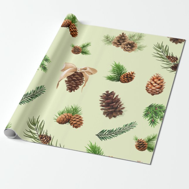 Papel De Regalo Cones de pino (Desenrollado)