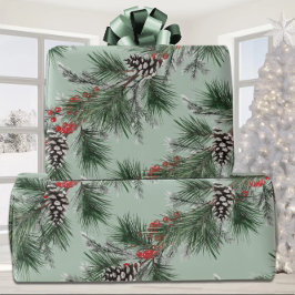 Papel De Regalo Cones de pino blanco espantan arándano rojo Berrie