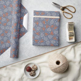 Papel De Regalo Cones de pino dibujados a mano y bolsitas de pino