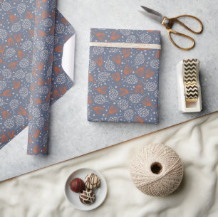 Papel De Regalo Cones de pino dibujados a mano y bolsitas de pino