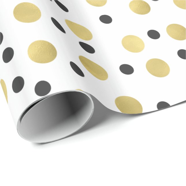 Papel De Regalo Confeti elegante del negro y del oro (Esquina del rollo)