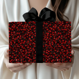 Papel De Regalo Confeti Rojo Elegante sobre Estilo de Brillo Negro