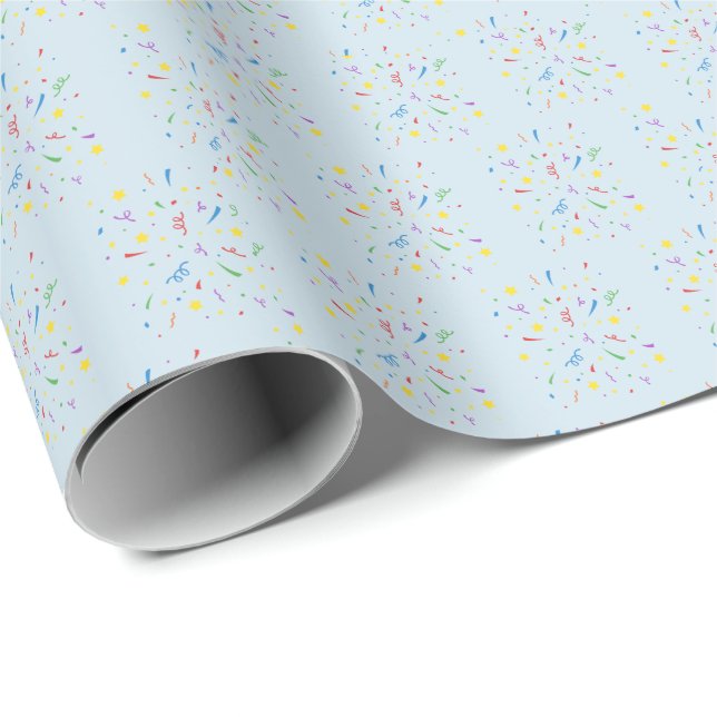 Papel De Regalo Confetti Blue 1er cumpleaños (Esquina del rollo)