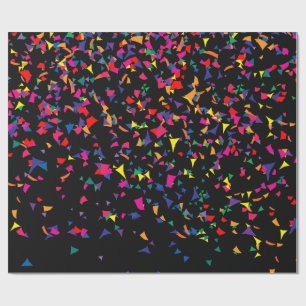 Papel De Regalo Confetti en caída - colores arcoiris en negro v3