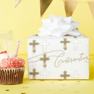 Papel De Regalo Confirmación de guión cruzado de oro
