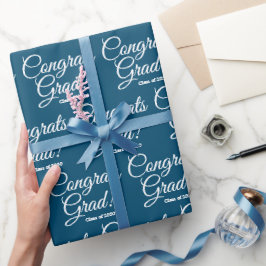 Papel De Regalo Congrats grad clase personalizado año guión verde