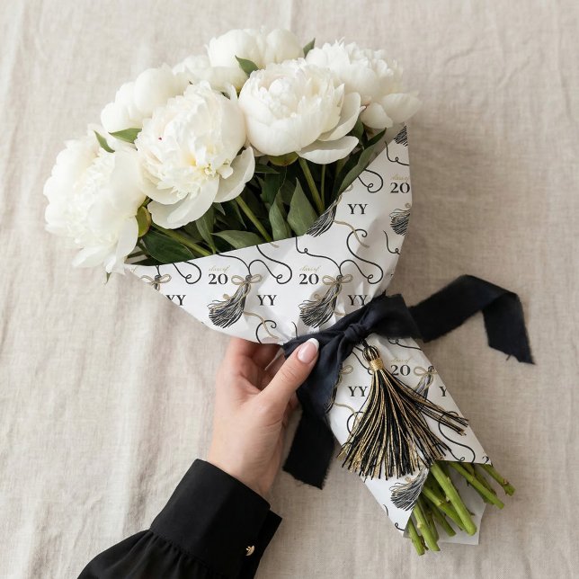 Papel De Regalo Congrats Graduation Tassel Class of 2026 Elegant  (Congrats Graduation Tassel Class of 2026 Elegant Wrapping Paper wrap flowers)