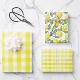 Papel de regalo conjunto amarillo limón verde marg
