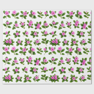 Papel De Regalo Conjunto botánico de flores de pervinca rosa Sadab