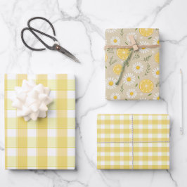 Papel de regalo conjunto de limón amarillo de marg