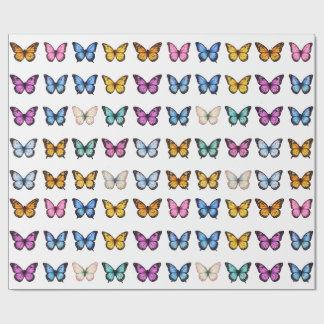 Papel De Regalo Conjunto de Mariposas Coloridas Estética Vintage M
