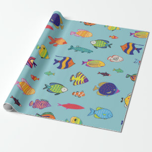 Papel De Regalo Conjunto de peces tropicales. patrón sin interrup